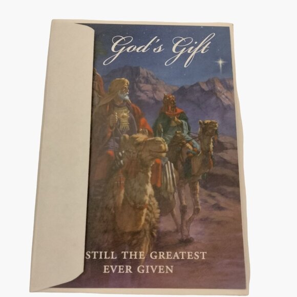 Gods Gift Christmas Card We Three Wise Men Gifts of Magi Story Song Word USA - Picture 2 of 6